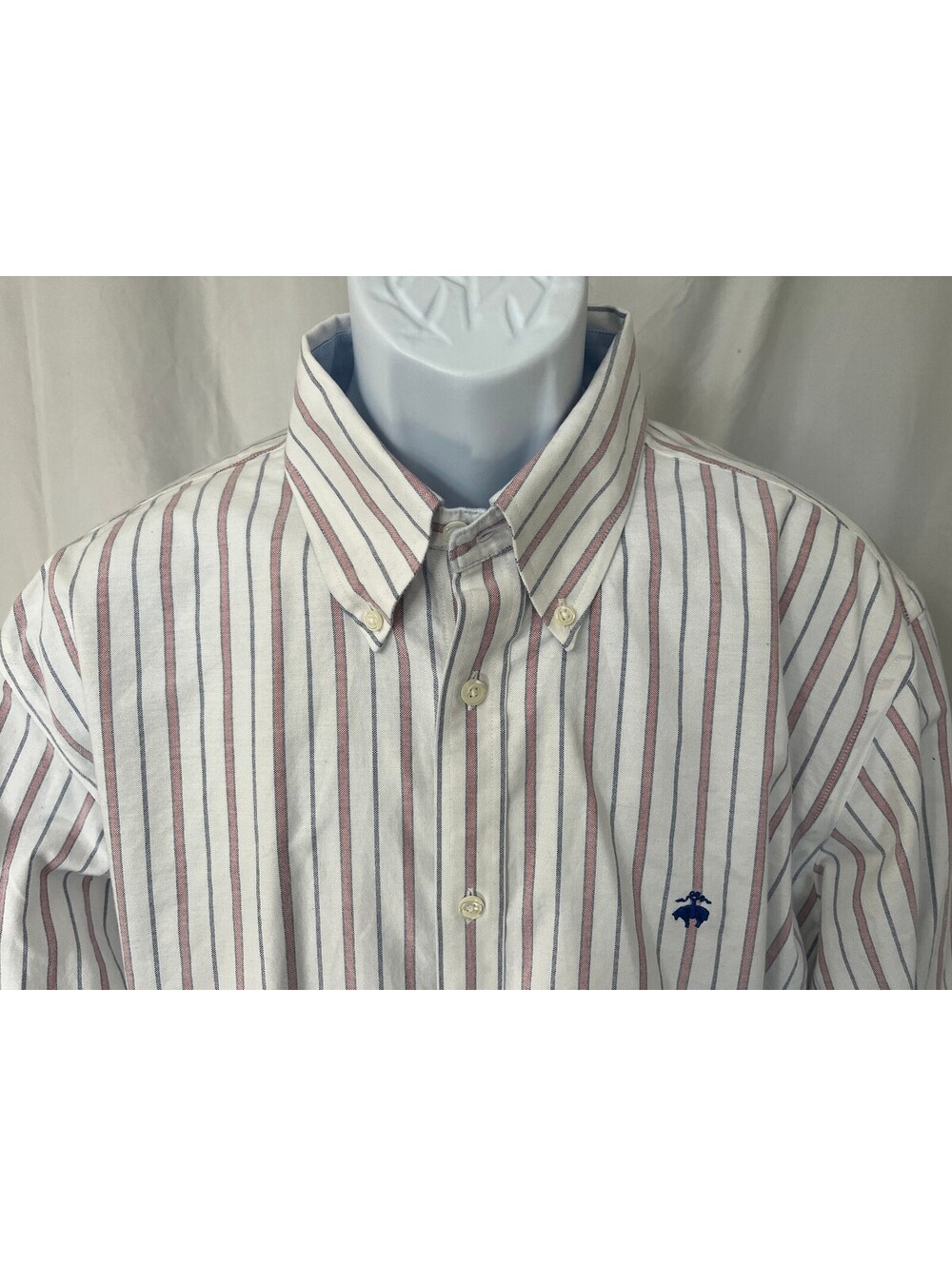 Brooks Brothers Men's White Pink Blue Regent Non Iron l/s Shirt XL EUC